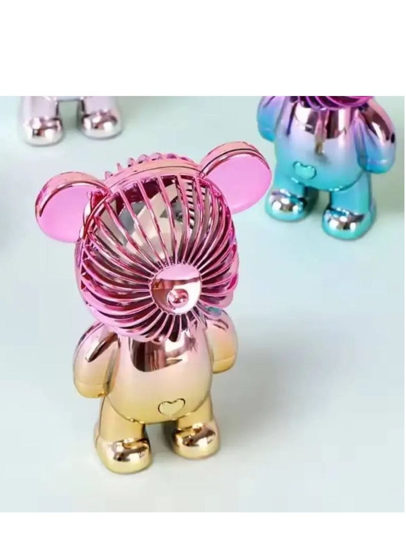 Cute Bear Shape Mini Quiet Desk Fan with USB Charging 3 Adjustable Speeds High Air Flow Cute and Very Quiet Suitable for Office, Bedroom, Shopping - Image 2