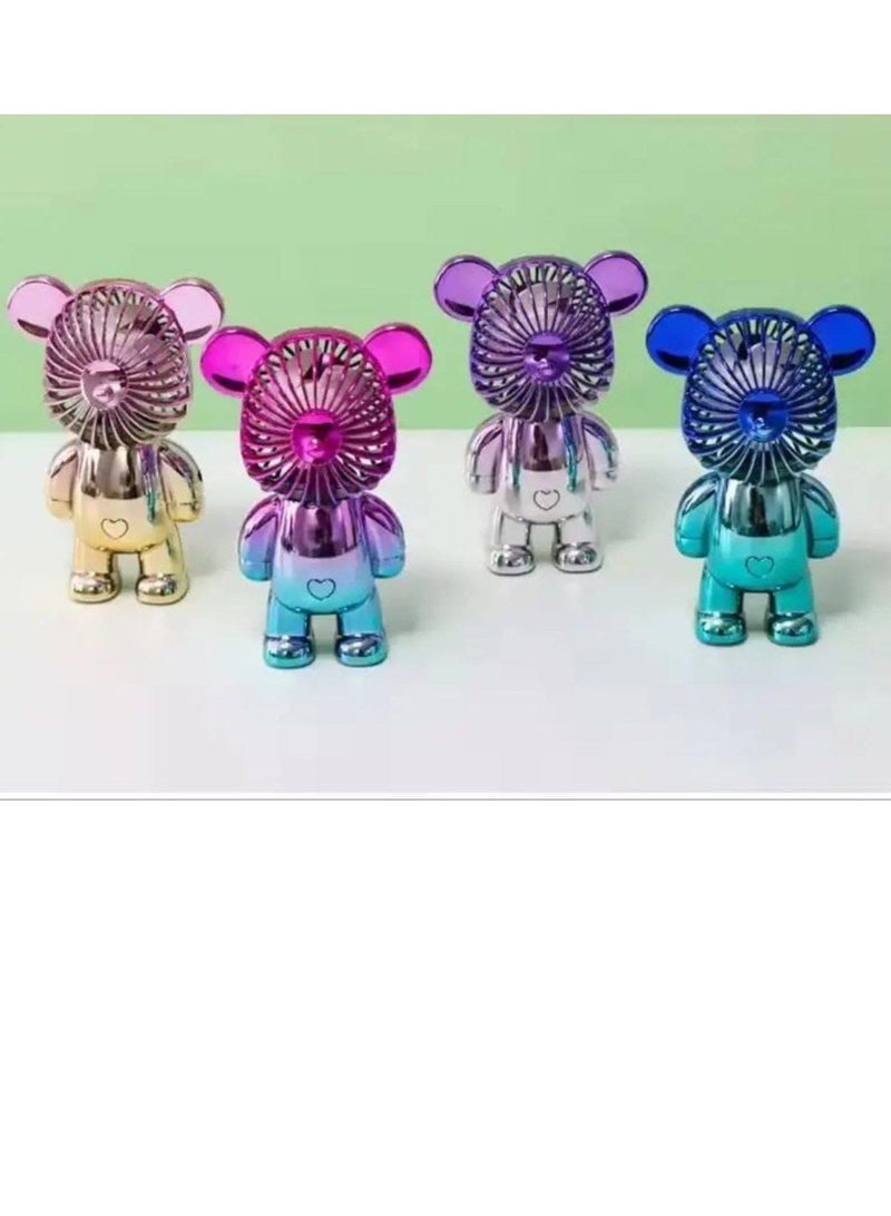 Cute Bear Shape Mini Quiet Desk Fan with USB Charging 3 Adjustable Speeds High Air Flow Cute and Very Quiet Suitable for Office, Bedroom, Shopping - Image 3