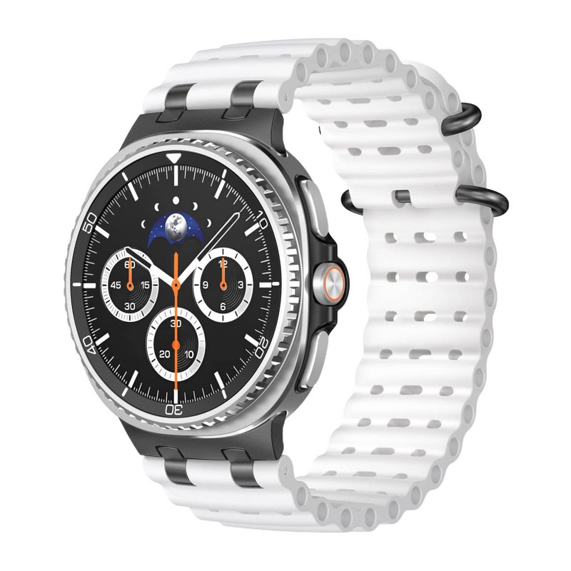 Adjustable Silicone Sport Smartwatch Band Compatible with Samsung Galaxy Watch 40 41mm with Fit Soft Strap and Quick Daily Replacement White - Image 1