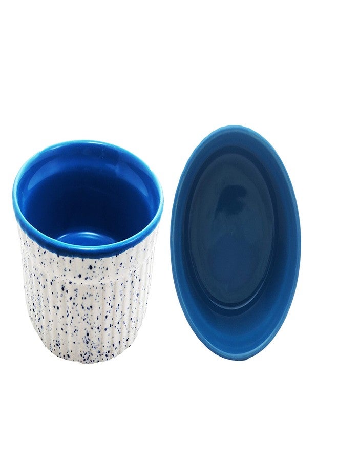 كافيين وعاء صغير مصنوع يدويًا من السيراميك، أزرق لامع وأبيض غير لامع، يحتوي على الكافيين - Image 3