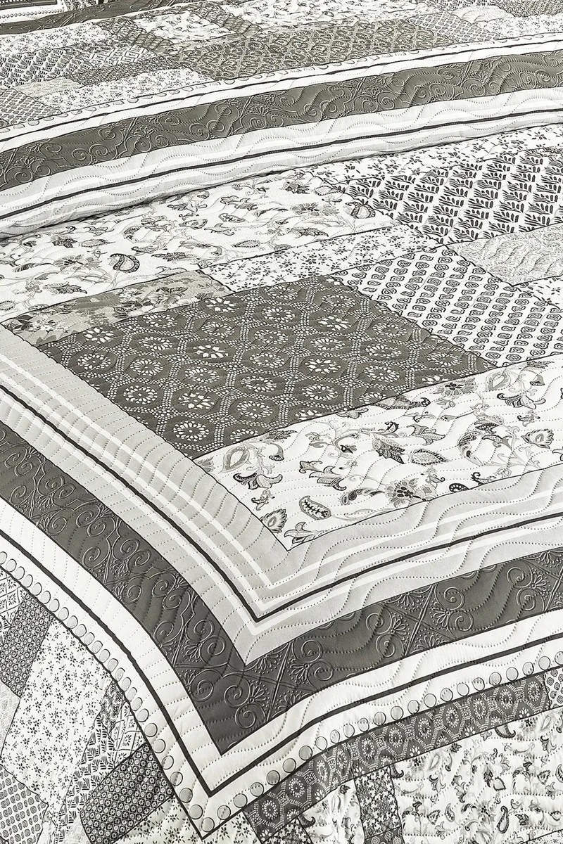 فافورا Cover Luna Double Quilted Bedspread Set - Gray