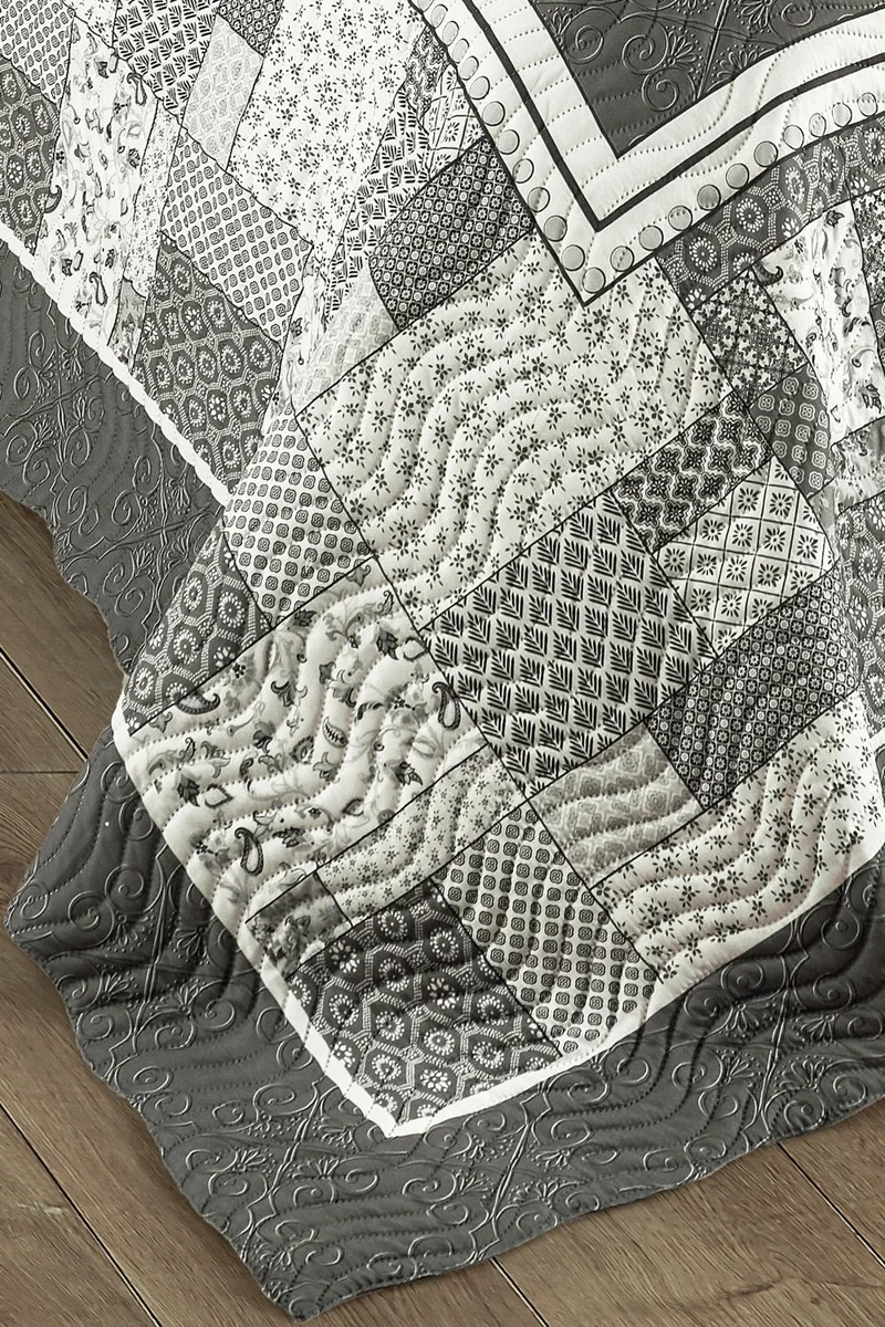 فافورا Cover Luna Double Quilted Bedspread Set - Gray