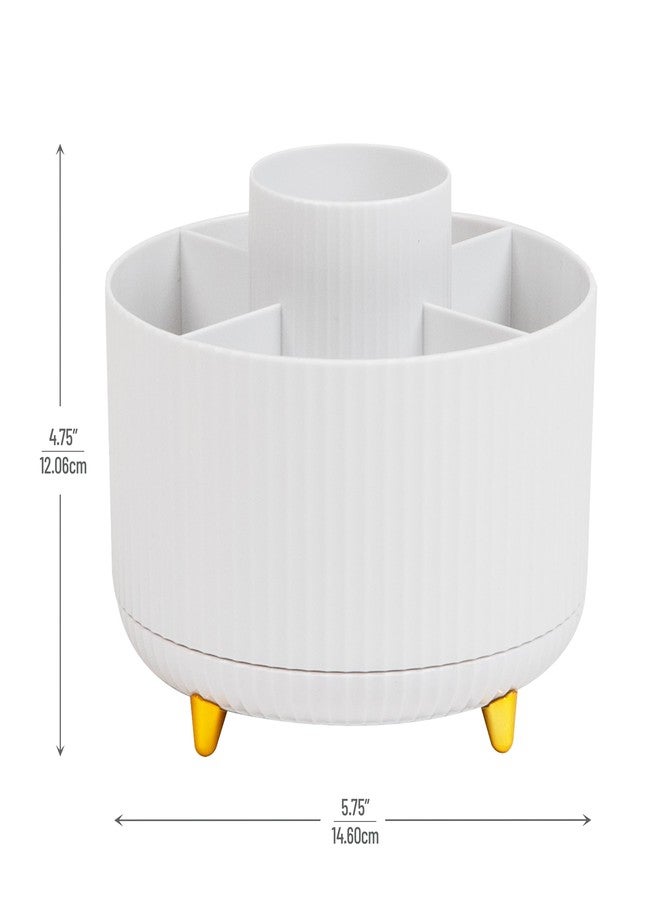 Mind Reader Rotating Pen Cup, Accessory Holder, Desktop Organization, Office, Plastic, 5.75" L x 5.75" W x 4.75" H, White - Image 3