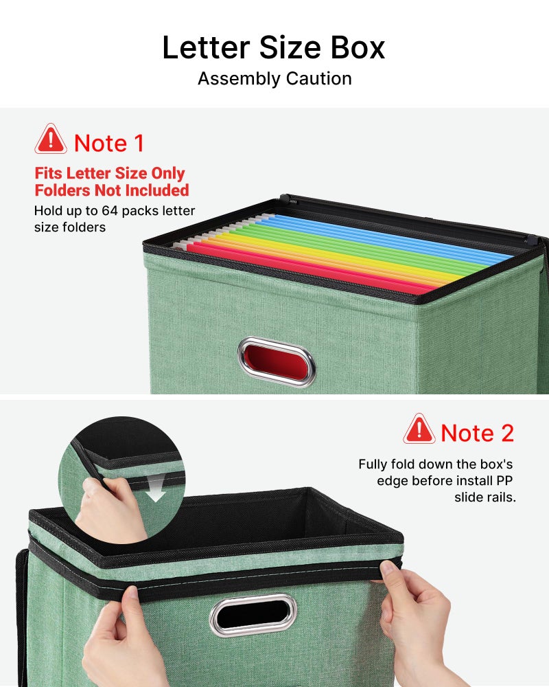 Oterri 1 Pack File Organizer Boxes with Lids, File Box with Mesh Pockets, Document Organizer Box for File Folders Letter Size, Zippers Filing Box for Home, Office, School (Green, Without Folders) - Image 5