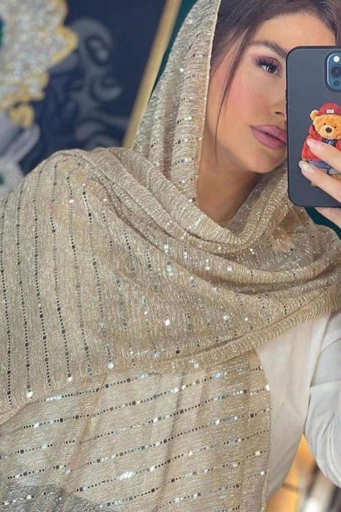 Shimmer Stripe Hijab Women Scarf Diamond Gitter Shawl Summer Daylight Party Fashion Shawl