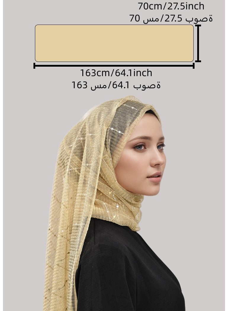 Shimmer Stripe Hijab Women Scarf Diamond Gitter Shawl Summer Daylight Party Fashion Shawl - Image 4