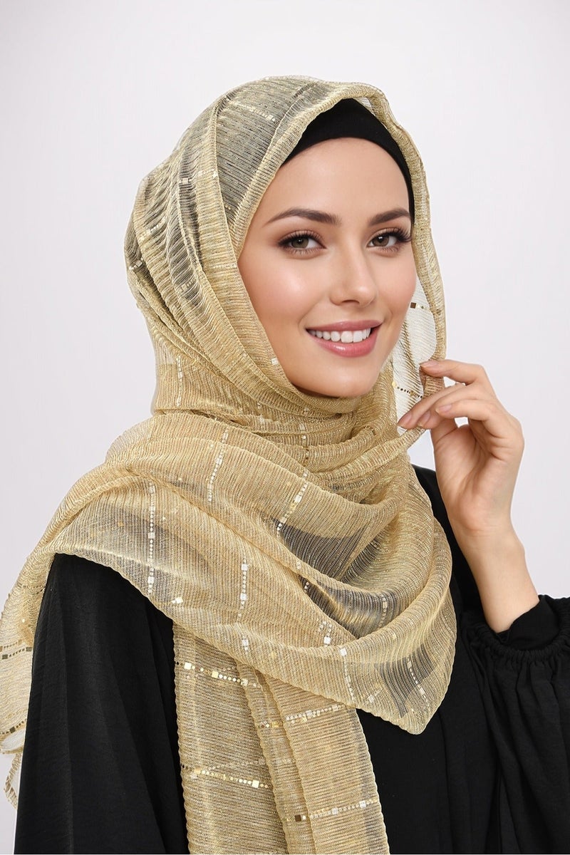 Shimmer Stripe Hijab Women Scarf Diamond Gitter Shawl Summer Daylight Party Fashion Shawl - Image 2