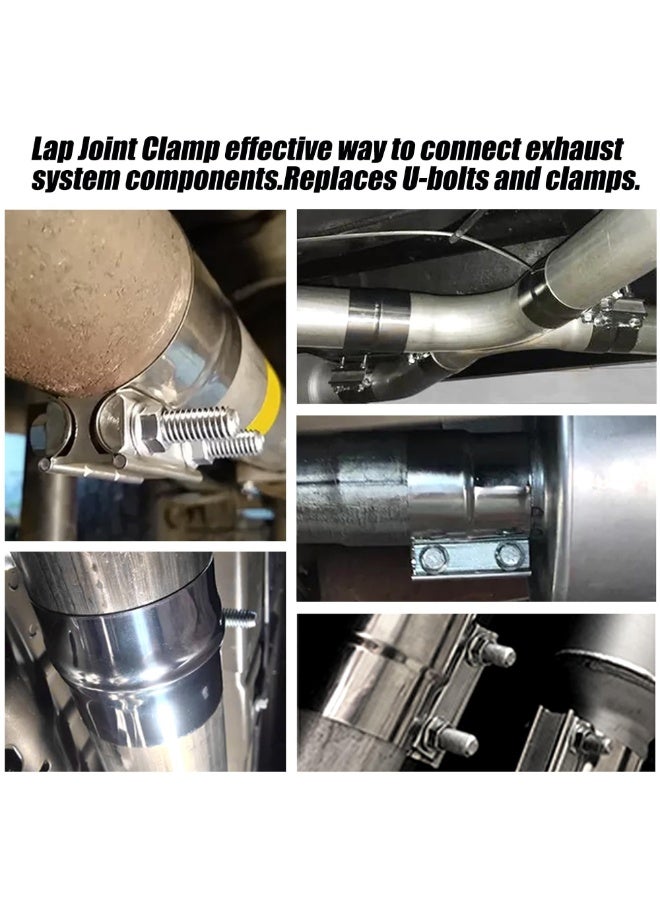 Generic 2 Inch Exhaust Clamp Lap Joint Exhaust Band Clamp Sleeve Coupler Stainless Steel Exhaust Pipe Clamp for Exhaust System Exhaust Tubing Connection（2PCS）  - Image 4