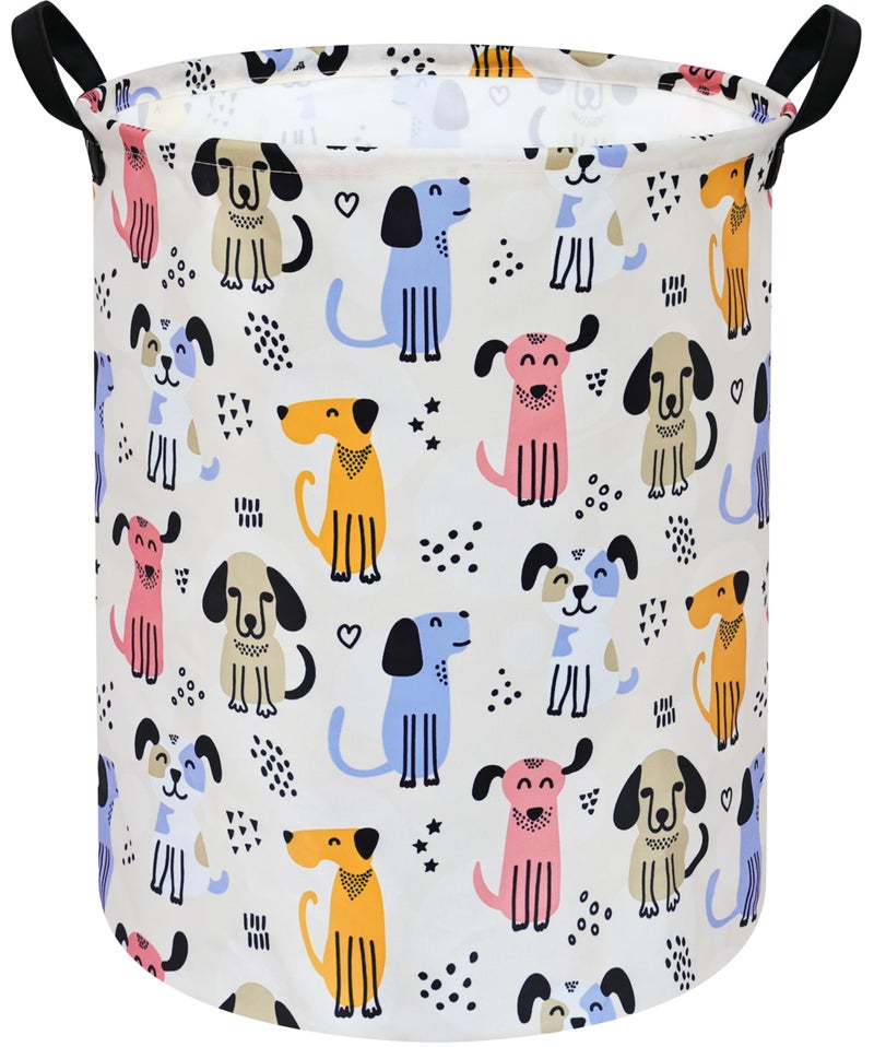DUYIY Round Dog Laundry Hamper Storage Basket Laundry Organizer Hamper Storage Bins Clothes and Toys Box Nursery Hamper Gift Basket For Kids with Handles - Image 1