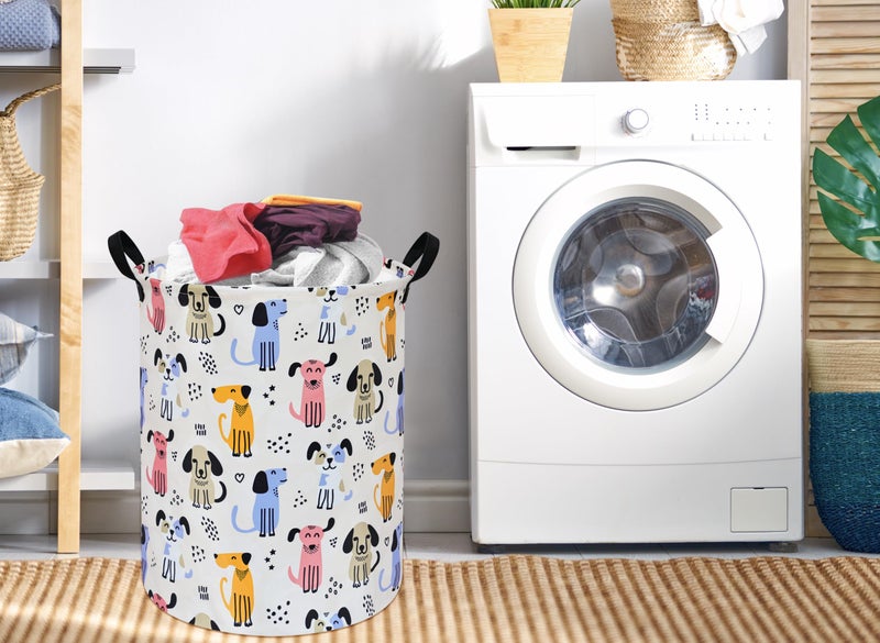 DUYIY Round Dog Laundry Hamper Storage Basket Laundry Organizer Hamper Storage Bins Clothes and Toys Box Nursery Hamper Gift Basket For Kids with Handles - Image 4
