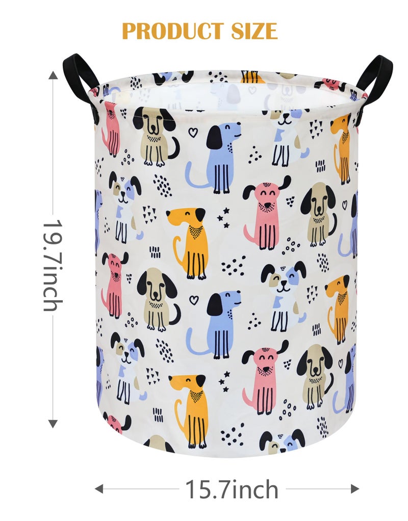 DUYIY Round Dog Laundry Hamper Storage Basket Laundry Organizer Hamper Storage Bins Clothes and Toys Box Nursery Hamper Gift Basket For Kids with Handles - Image 2