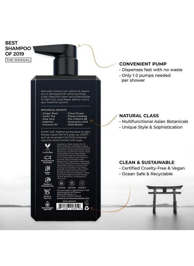 Blackwood For Men Hydroblast Moisturizing Shampoo Men Vegan & Natural Shampoo For Coarse Dry & Curly Hair Infused With Ginseng & Ginger Sulfate Free Paraben Free & Cruelty Free (17 Oz)  - Image 3