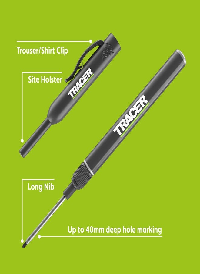 Tracer 40-50mm Long Nib Marker with Holster 2 Pack - Woodworking Tools - Deep Hole Work Pen For Wood, Plastic - Tile and Metal - Extended Nose Marking Pens Deep Nose Marker Carpenter Tools - ALNP2 - Image 2