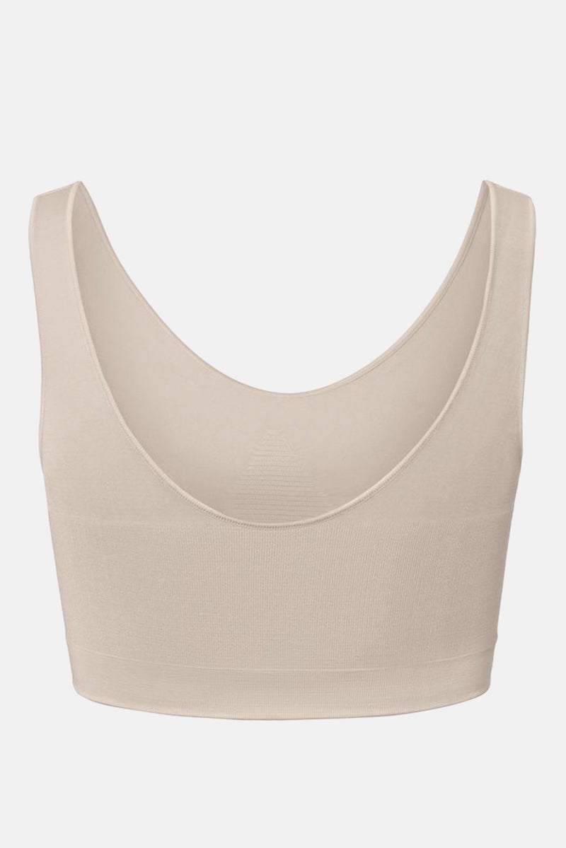 Tchibo Women Sleeveless Ribbed Seamless Bra, Beige - Image 3
