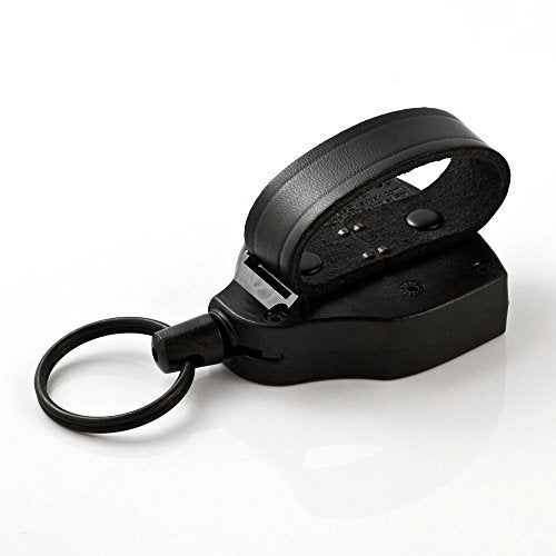 KEY-BAK SUPER48 HD 8oz. Locking Retractable Keychain, 48" Retractable Cord, Black Polycarbonate Case, Leather Duty Belt Loop, Oversized Split Ring - Image 2