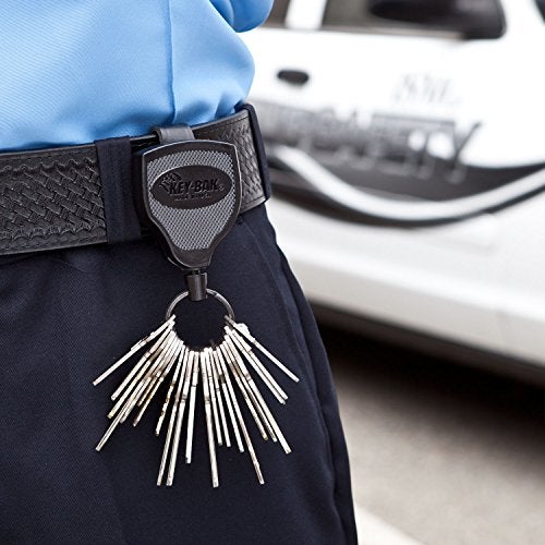 KEY-BAK SUPER48 HD 8oz. Locking Retractable Keychain, 48" Retractable Cord, Black Polycarbonate Case, Leather Duty Belt Loop, Oversized Split Ring - Image 5