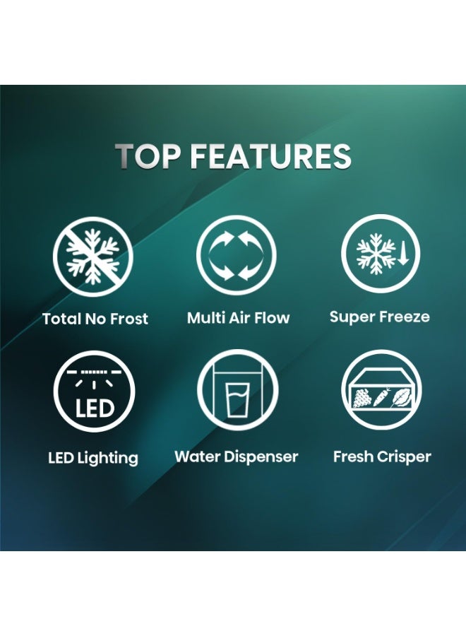 Hisense RB5P504NMI3 - Two Door Bottom-mount 500L Freezer Fridge, Water Dispenser, Super Freeze, Total No Frost, 79.4x69.8x172.5 cm (W/D/H), Silver, 1 Year Full & 10 Years Compressor Warranty RB5P504NMI3 silver - Image 2