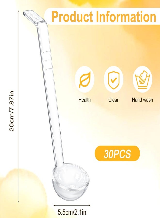 xozeooeu 30 Pcs 1 Oz Small Ladle, 7.87 Inch Clear Plastic Long Handle Mini Ladles for Serving Sauce, Soup, Dressing, Punch Bowl, Gravy, Cocktail, Party Catering - Image 2