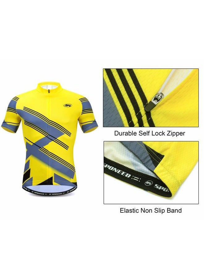 sponeed Cycling Jersey Short Sets Team Bike Wear Pro Cyclist Uniforms US Medium Yellow - Image 3