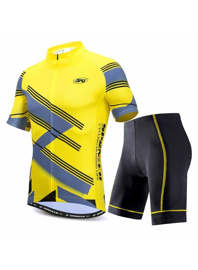 sponeed Cycling Jersey Short Sets Team Bike Wear Pro Cyclist Uniforms US Medium Yellow - Image 1