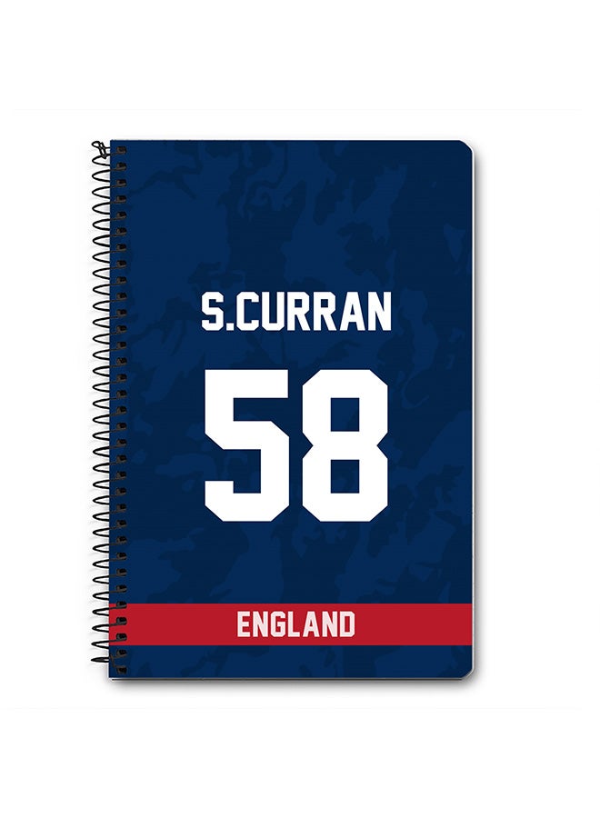 Stylizedd Designer A5 Spiral Notebook Memo Notepad Journal Player - Sam Curran, Jersey Number -58 - Image 1