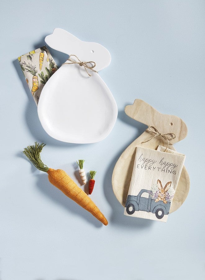 Mud Pie Bunny Board and Towel Set, Natural, 16 1/4" x 10" - Image 2