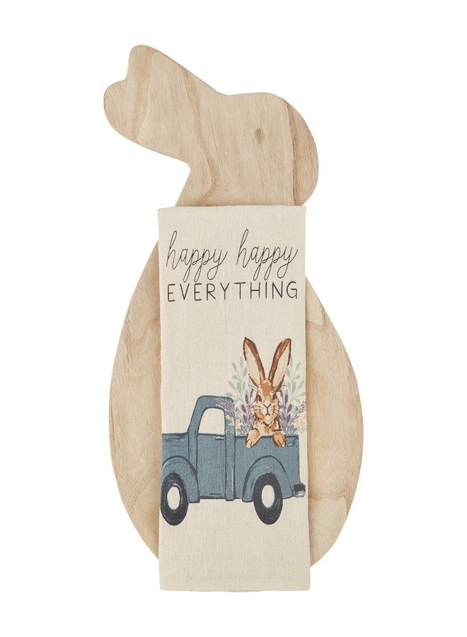 Mud Pie Bunny Board and Towel Set, Natural, 16 1/4" x 10" - Image 1