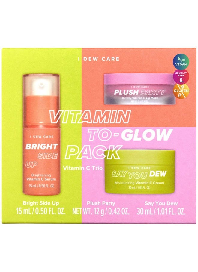 I DEW CARE Skin Care Set - Vitamin To Glow Pack | Niacinamide, Glass Skin Smoother, Vegan, Cruelty Free, Travel Size, Moisturizing Balm, For Dry Lips, Nourish and Hydrate, Illuminating  - Image 1