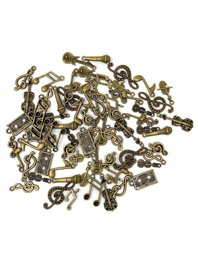 JIALEEY 70 قطعة من المعلقات الموسيقية متعددة الأنماط على شكل رموز موسيقية لقلادة وأقراط وسوار وصنع المجوهرات من البرونز العتيق - Image 4