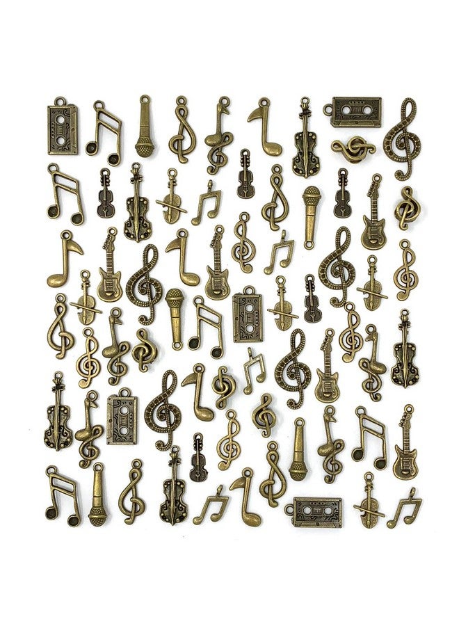 JIALEEY 70 قطعة من المعلقات الموسيقية متعددة الأنماط على شكل رموز موسيقية لقلادة وأقراط وسوار وصنع المجوهرات من البرونز العتيق - Image 2