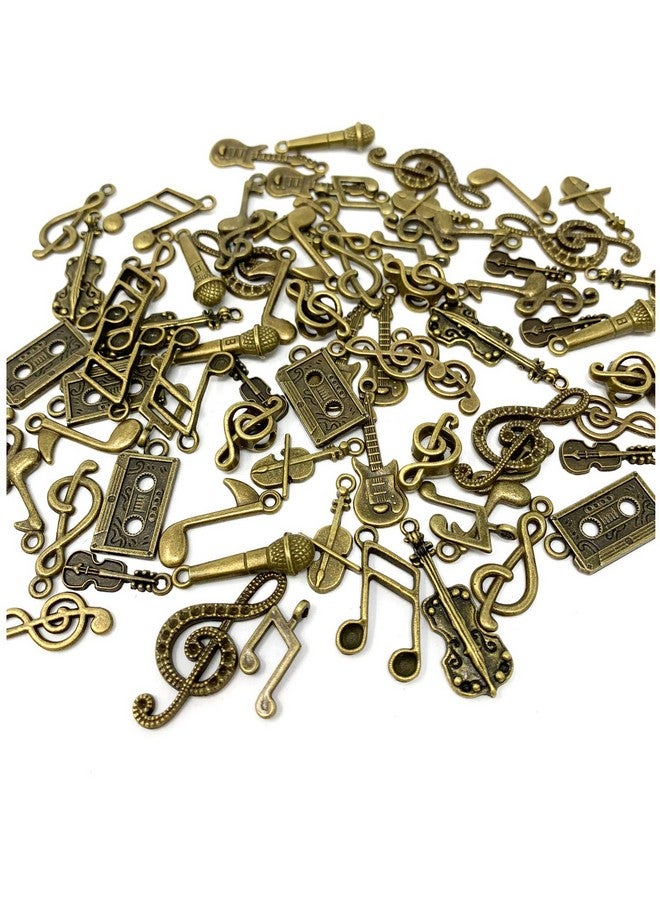 JIALEEY 70 قطعة من المعلقات الموسيقية متعددة الأنماط على شكل رموز موسيقية لقلادة وأقراط وسوار وصنع المجوهرات من البرونز العتيق - Image 5