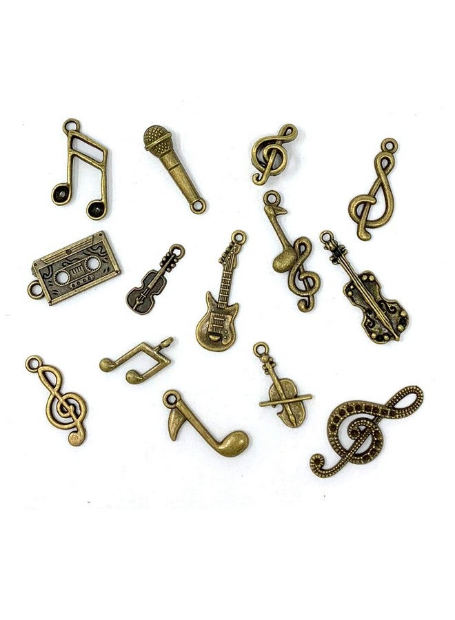 JIALEEY 70 قطعة من المعلقات الموسيقية متعددة الأنماط على شكل رموز موسيقية لقلادة وأقراط وسوار وصنع المجوهرات من البرونز العتيق - Image 3