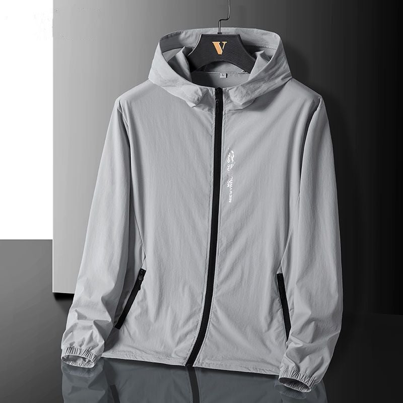 Mens Ice Silk Sunproof Jacket Summer 2024 Breathable UV Protection dark gray  - Image 3