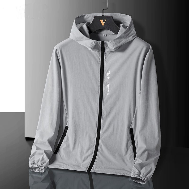 Mens Ice Silk Sunproof Jacket Summer 2024 Breathable UV Protection dark gray  - Image 2