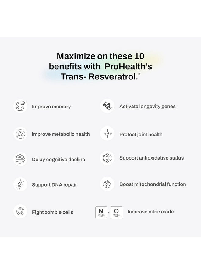 برو هيلث ترانس ريسفيراترول بلس ١٠٠٠ ملغ. مكمل ترانس ريسفيراترول الأكثر بحثًا في العالم. تركيبة طبية مع كيرسيتين ومعززات حيوية لتحقيق أقصى فعالية. مختبر معمليًا، نقي بنسبة ٩٨٪. ٣٠ حصة (عبوة من ٣ قطع). - Image 1