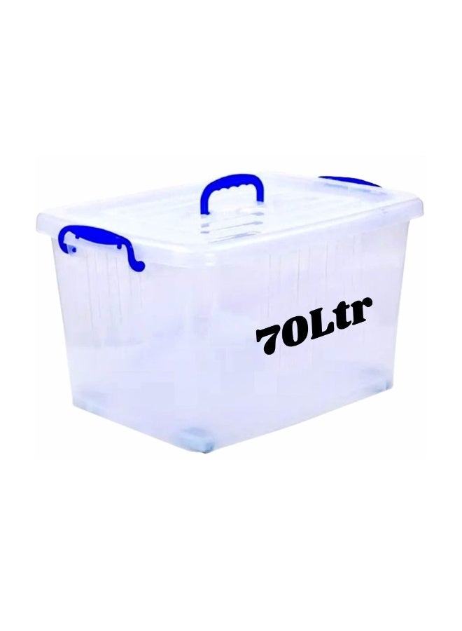 هيواري صندوق تخزين بلاستيكي شفاف من هايوير، سعة ٧٠ لترًا، مزود بعجلات وأغطية قابلة للقفل | حاويات تنظيم شفافة للملابس والألعاب والأدوات والحرف اليدوية | حل تخزين قابل للتكديس مزود بعجلات. (١ × ٧٠ لترًا) - Image 1