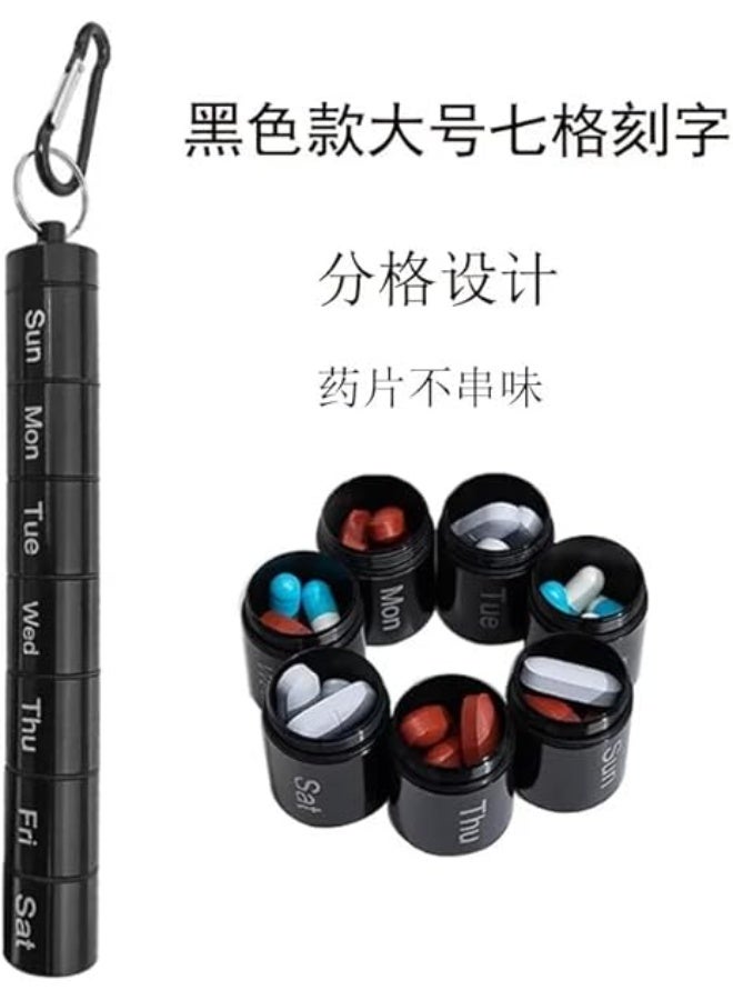 MySouqEg Store | علبة حبوب معدنية أسبوعية  مقسمة لسبعة أيام  حامل مفاتيح عصري للحقيبة  إحكام قوي ومقاوم للماء  منظم أدوية (ألوان قوس قزح، فضي مصمت) - Image 5