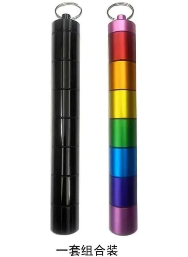 MySouqEg Store | علبة حبوب معدنية أسبوعية  مقسمة لسبعة أيام  حامل مفاتيح عصري للحقيبة  إحكام قوي ومقاوم للماء  منظم أدوية (ألوان قوس قزح، فضي مصمت) - Image 2