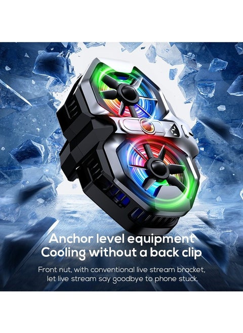 Mobile Phone Cooler for Game Fan PUBG, Designed iPhone 12/13 Series, Live Streaming and Vlog, Semiconductor Heatsink Without Noise iOS Android, ipad Tablet