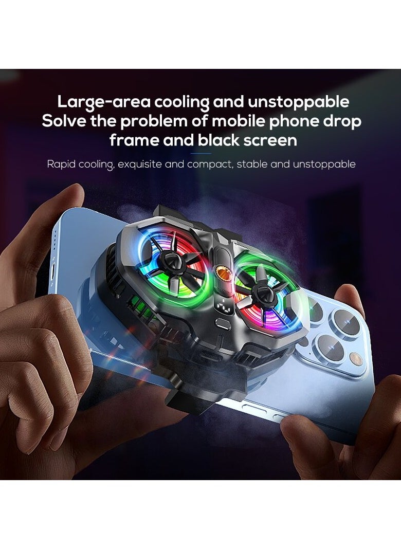 Mobile Phone Cooler for Game Fan PUBG, Designed iPhone 12/13 Series, Live Streaming and Vlog, Semiconductor Heatsink Without Noise iOS Android, ipad Tablet