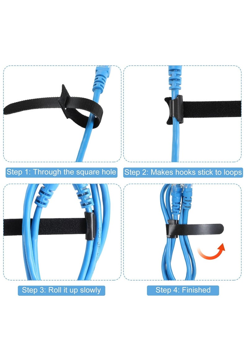 120 قطعة 6 بوصة قابلة لإعادة الاستخدام، منظم أسلاك ورباطات أسلاك قابلة لإعادة الاستخدام، منظم أسلاك، أسود. - Image 5