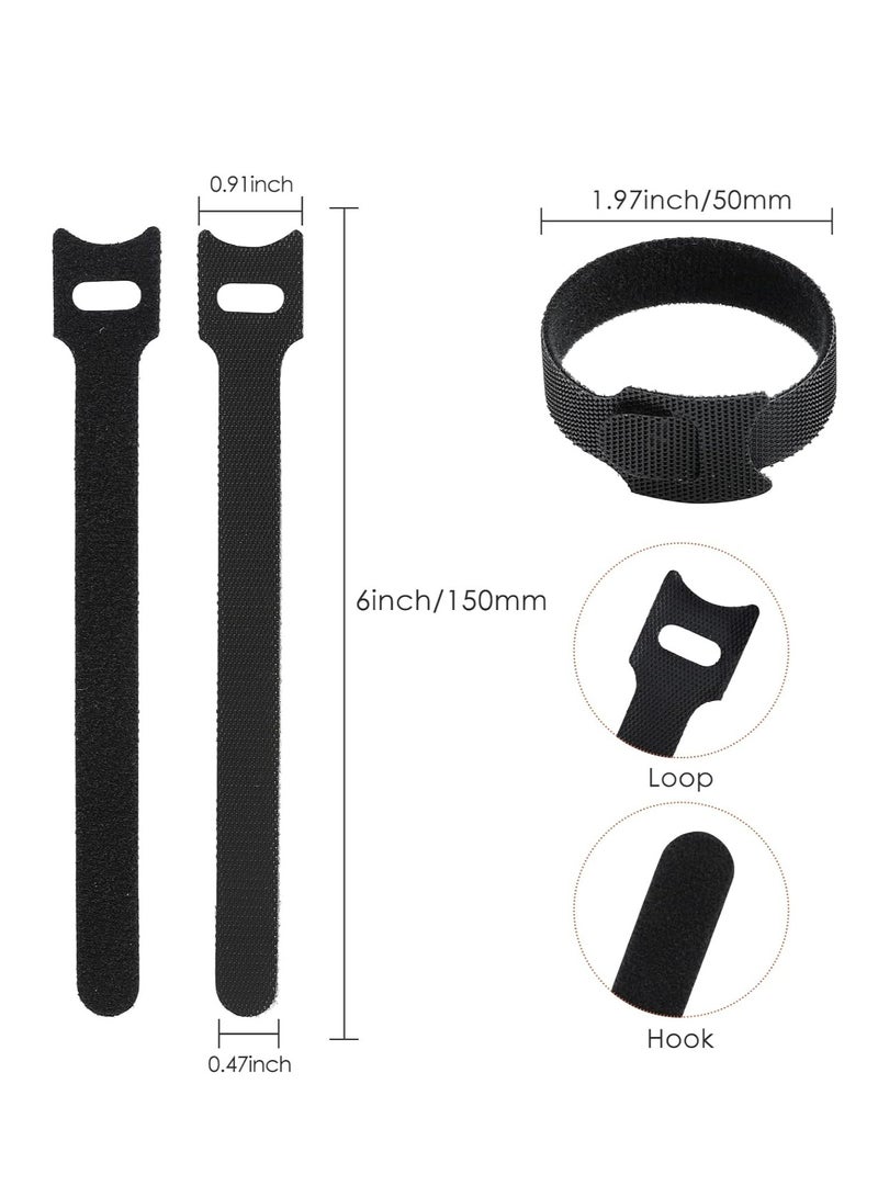 120 قطعة 6 بوصة قابلة لإعادة الاستخدام، منظم أسلاك ورباطات أسلاك قابلة لإعادة الاستخدام، منظم أسلاك، أسود. - Image 2