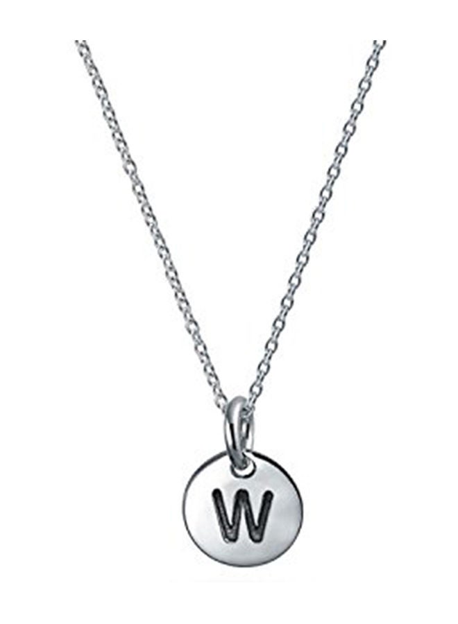 NIBEMINENT 925 Sterling Silver Letter W Initial Disc Pendant Necklace  - Image 1