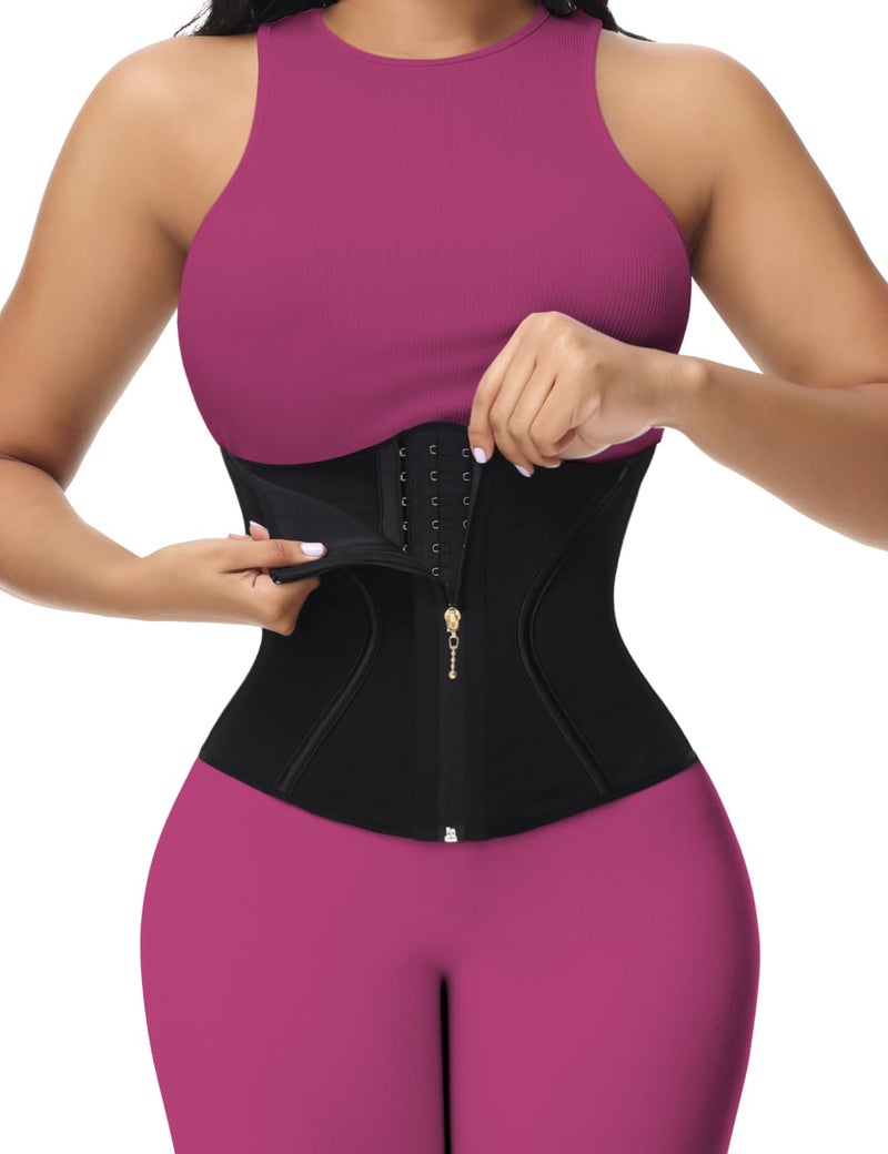 SHAPSHE Short Torso Waist Trainer for Women Corset Waist Cincher Shapewear Tummy Control Workout Snatching Hourglass Body Shaper Mini Small Black - Image 2