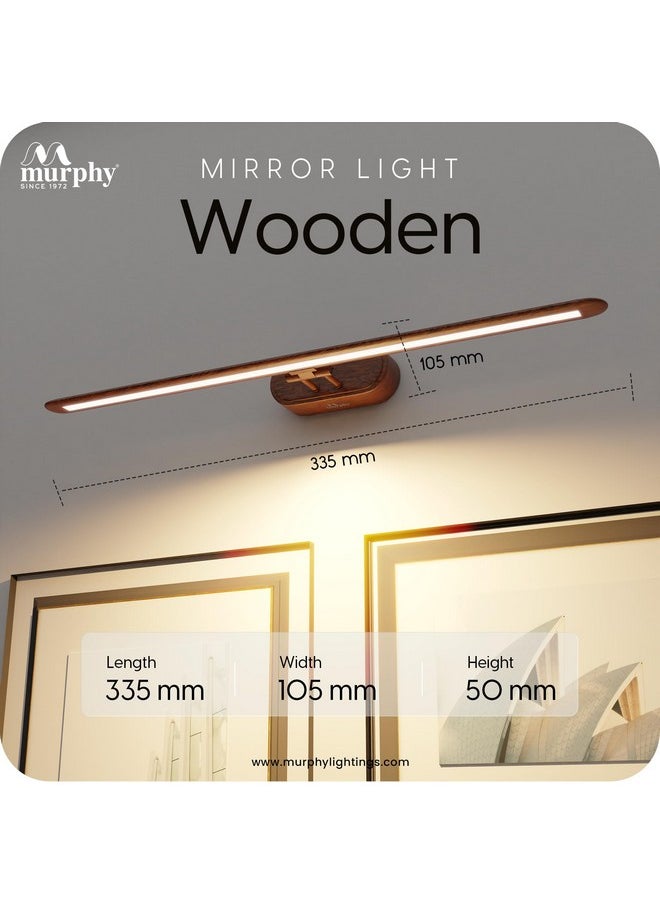 MURPHY - Murphy 6W 3-in-1 Color Chnaging Wooden Finish LED Mirror Picture Wall Light,Bathroom Vanity Led Mirror Light with 2 Year Warranty (Cool White/Warm White/Natural White)-Pack of 1 - Image 1