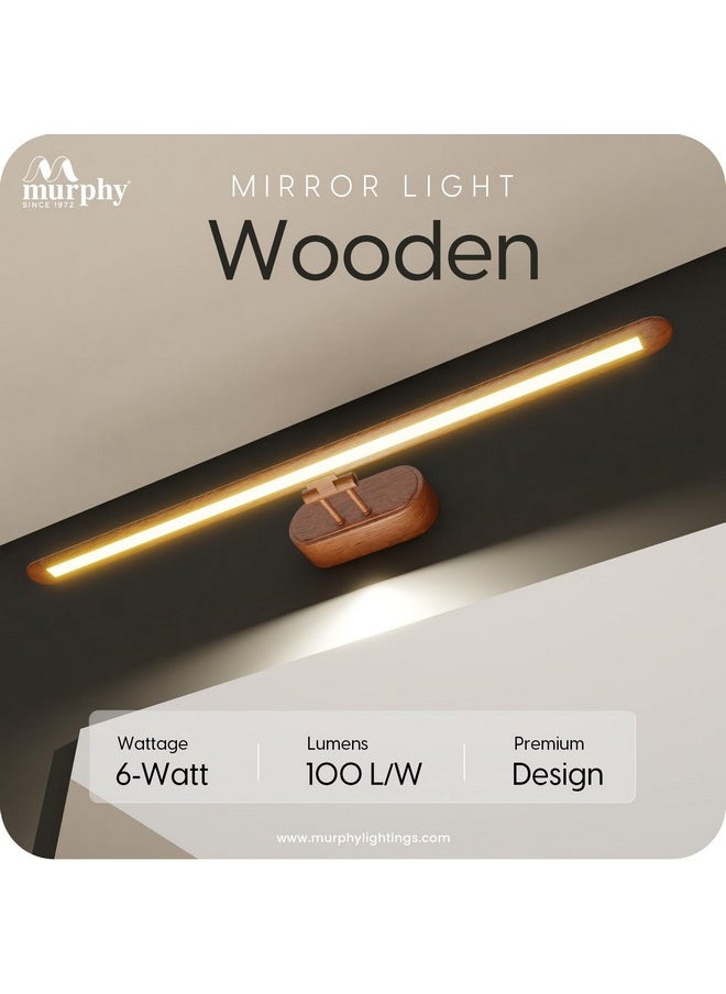 MURPHY - Murphy 6W 3-in-1 Color Chnaging Wooden Finish LED Mirror Picture Wall Light,Bathroom Vanity Led Mirror Light with 2 Year Warranty (Cool White/Warm White/Natural White)-Pack of 1 - Image 1