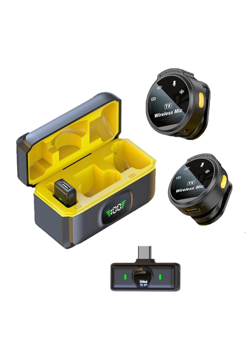 ميكروفون لاسلكي للياقة البدنية لأجهزة iPhone/Android/الكاميرا/الكمبيوتر الشخصي/الكمبيوتر المحمول، ميكروفون لاسلكي احترافي USB C متضمن مع خاصية تقليل الضوضاء، بطارية تدوم 48 ساعة للتدوين المرئي، وتسجيل الفيديو، والبث المباشر - Image 1