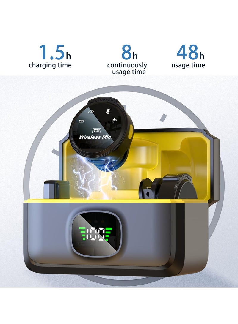 ميكروفون لاسلكي للياقة البدنية لأجهزة iPhone/Android/الكاميرا/الكمبيوتر الشخصي/الكمبيوتر المحمول، ميكروفون لاسلكي احترافي USB C متضمن مع خاصية تقليل الضوضاء، بطارية تدوم 48 ساعة للتدوين المرئي، وتسجيل الفيديو، والبث المباشر - Image 2