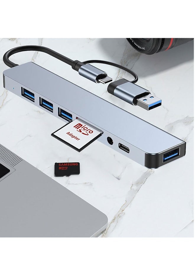 Generic USB hub, C-Type hub, 8-Port, with USB 3.0, USB 2.0, Micro SD/TF Card Reader, Microphone/Audio Interface, Suitable for Notebook Computers, MacBook Pro, iMac, iPad Pro, and Other USB-C, USB Devices  - Image 4