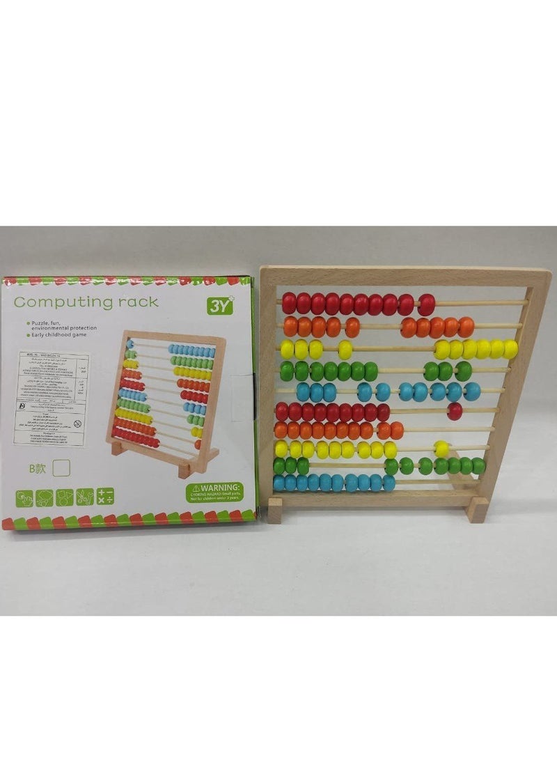Wooden Abacus: Educational Wooden Bead Abacus Counting Toy - Image 1